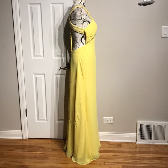 Crisscross Straps Chiffon Embellished Draped Slip Formal Evening Prom Gown Flare - Picture 3 of 7